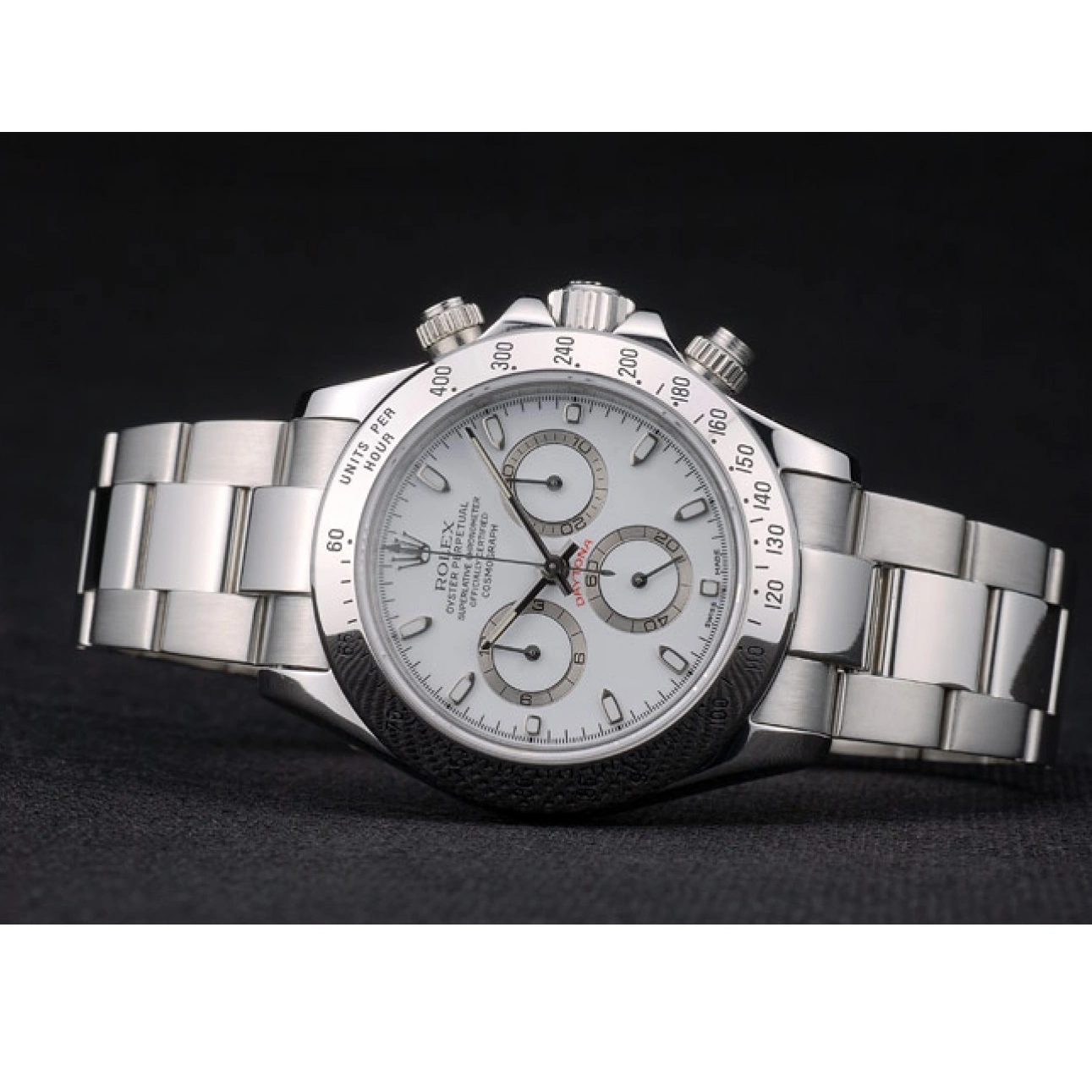 Aaa replica White Daytona 80297 Swiss Rolex Stainless Dial Steel Bracelet 0715